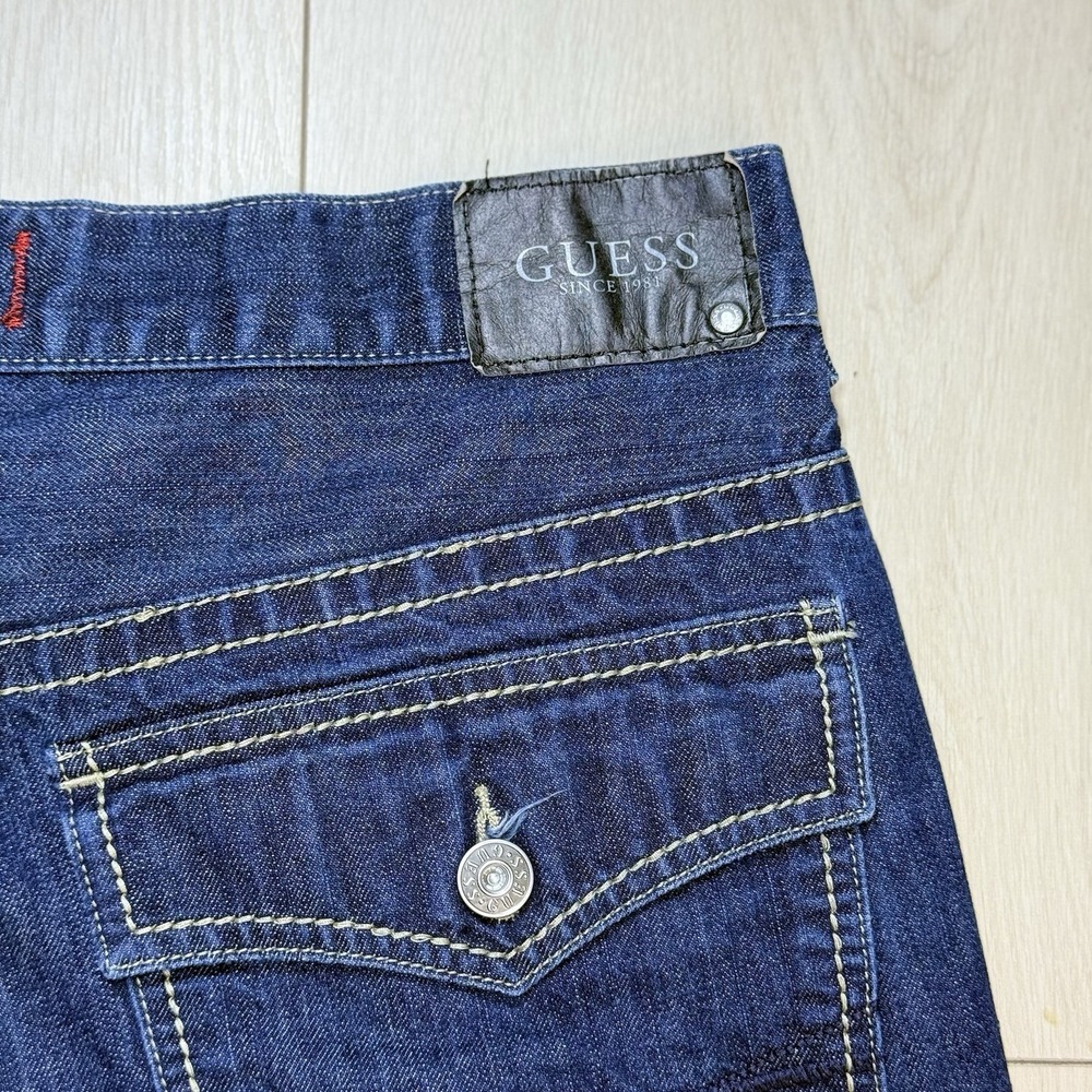 Guess Denim Shorts Mens 36 Blue Relaxed Boot Rancho Fit Y2K Cutoff Jean Shorts - Picture 3 of 9